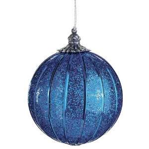  4 Glittered Ball Ornament Blue (Pack of 12): Home 