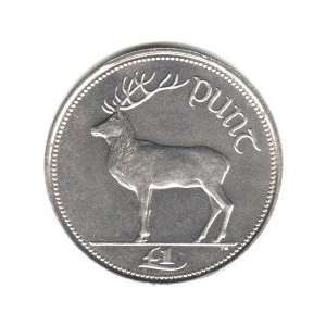 1990 Ireland Punt (Pound) Coin KM#27   Irish Red Deer 