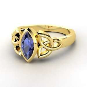  Caitlin Ring, 18K Yellow Gold Ring with Sapphire: Jewelry