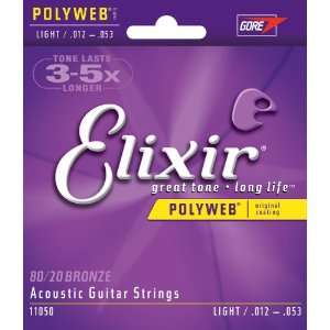 Elixir Strings Acoustic Guitar Strings, 6 String, Light 