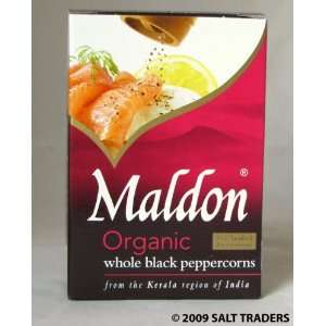 Maldon Organic Black Peppercorns   harvested in Kerala, India   1.5 oz 