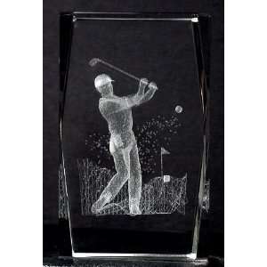   Crystal Golfer 06 5x5x8 Cm Cube + 3 Led Light Stand: Everything Else
