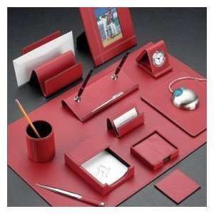  Executive 11 Piece Genuine Red Leather Desk Set: Office 