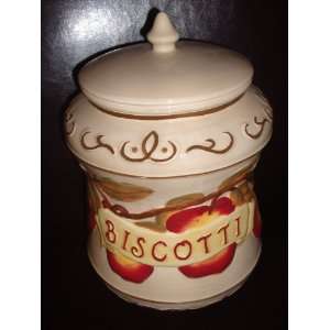    Hand Painted Nonnis Biscotti Jar   Apples 