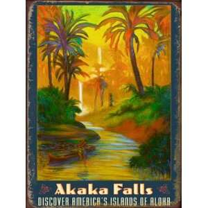  Akaka Falls Metal Sign: Surfing and Tropical Decor Wall 
