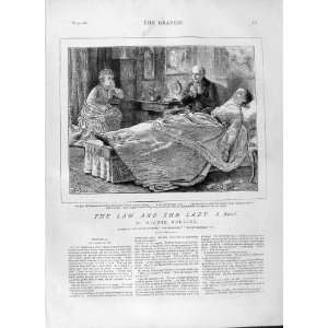   1874 BENJAMINE STORY LAW LADY SICK BED HOUSE OLD PRINT: Home & Kitchen