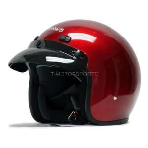  Tms Red Vintage Cafe Racer Open Face Motorcycle Helmet 
