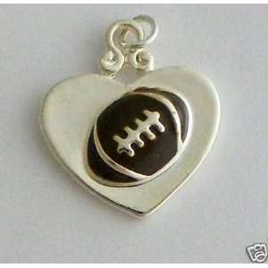  Sports Football Heart   Silver Plated Sport Charm 