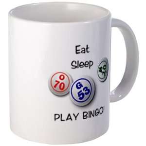  EAT SLEEP PLAY Bingo Fan 11oz Ceramic Coffee Cup Mug 