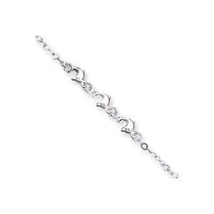   Silver 3 Dolphins Anklet   9 Inch   Spring Ring   JewelryWeb: Jewelry