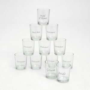  Etched Wedding Party Shot Glasses   Tableware & Champagne 