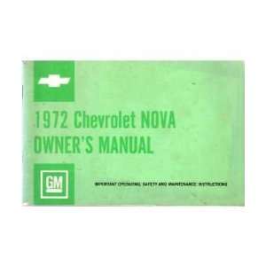  1972 CHEVROLET NOVA Owners Manual User Guide: Automotive