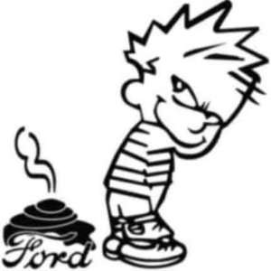  6 Calvin Pooping Crapping on Ford car Decal/Sticker: Home 