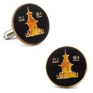  Hand Painted South Korean Coin Cufflinks Jewelry