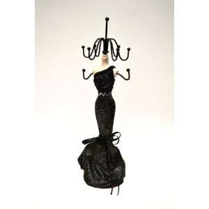 Black One Shoulder Embellished Sequin Mermaid Dress Mannequin Jewelry 