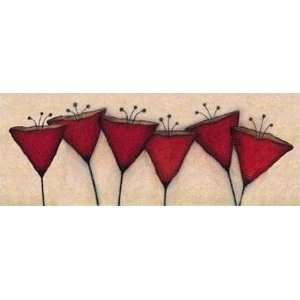  Helga Sermat   Red Flowers Size 20x8 HIGH QUALITY CANVAS 