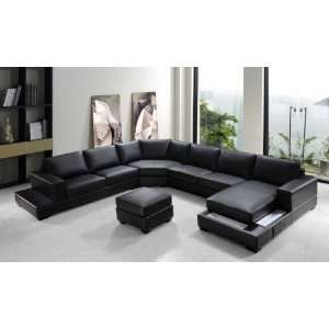   Ritz   Modern Black Bonded Leather Sectional Sofa Set