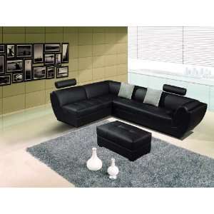   Leather Sectional Sofa #AM L129 A BLACK: Furniture & Decor