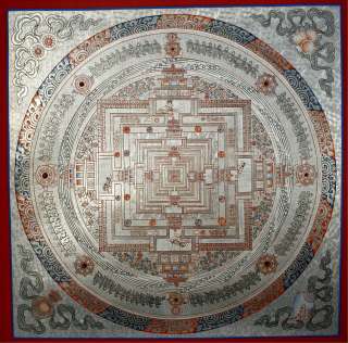 15. Silver Kalachakra Mandala Thangka Painting Nepal  