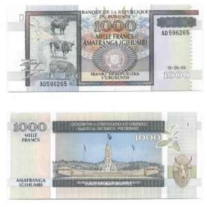  Burundi 1994 1000 Francs, Pick 39a 