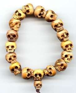 Tibetan Jewelry Carved Skull Bead Stretch Bracelet  