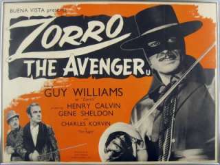 Zorro The Avenger Original 1958 Movie Poster Disney Guy Williams 40x30 