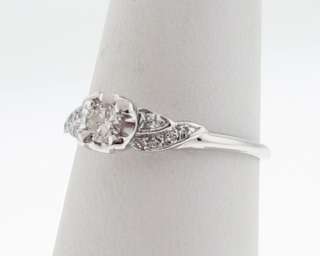 Estate Genuine Diamonds Solid 18k White Gold Engagement Ring  