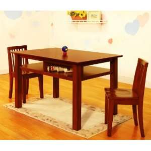  3pc Kids Table and Chairs Set in Mahogany Finish: Home 