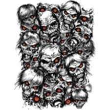 ZOMBIE SKULLS FUNNY T SHIRT ZOMBIES W/ RED EYES S 3X  