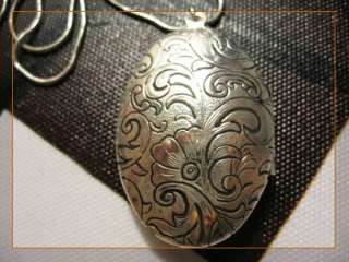 sale elegant hmong miao silver oval flower locket necklace 0109