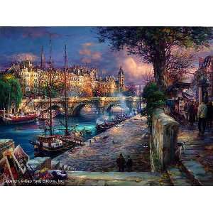  Cao Yong   Banks of La Seine Canvas Giclee: Home & Kitchen