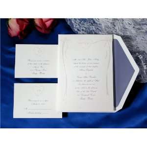  Hearts and Bows in Pearl Wedding Invitations