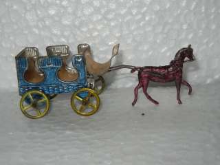 Rare Early Vintage Horse Cart Penny Tin Toy :  France  