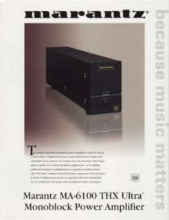 Marantz MA 6100 Monoblock Amp Brochure 2000  