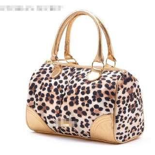 New Fashion Ladies Leopard Print Gold Shoulder Evening Party Bag Purse 
