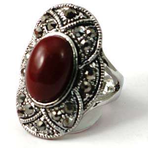 Size 6.5 8 9 10 Ladys Tibet Silver Jade Gemstone Zirconia Finger Ring 