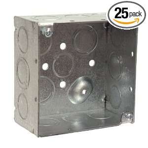   Inch and 3/4 Inch Side Knockouts, Welded 4 Inch Square Box, 25 Pack