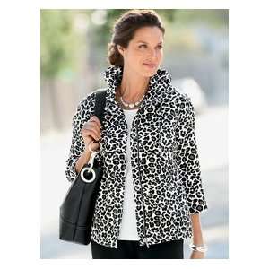  Petite Black/whit Leopard Zip Front Jacket: Sports 