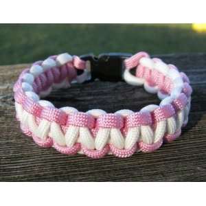  7 White & Pink Paracord Bracelet & Key Chain Everything 