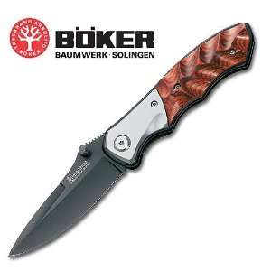 Boker Magnum High Peak Linerlock Wood Folding Knife 01RY967  