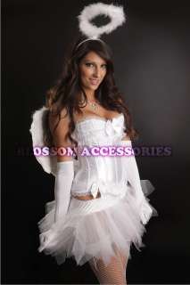1121 White Angel Corset Tutu Skirt Costume + Wings S XL  