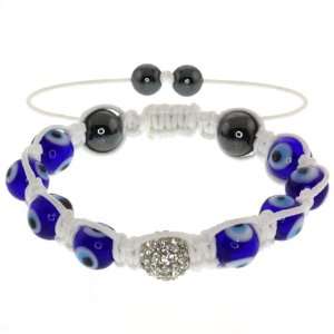  Hip Hop Style 2 Hematite Beads, 8 Evil Eye Beads & 1 White 