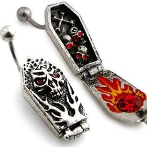  Hinged openable coffin belly ring: Jewelry