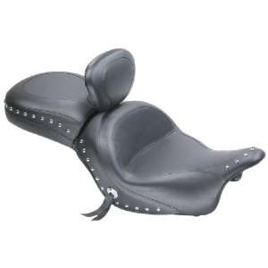 Mustang Wide Touring Seat with Driver Backrest   Studded   Front 15in 