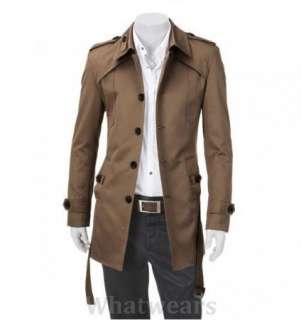 Mens Casual Single Breasted Slim Trench Coat Beige C29  