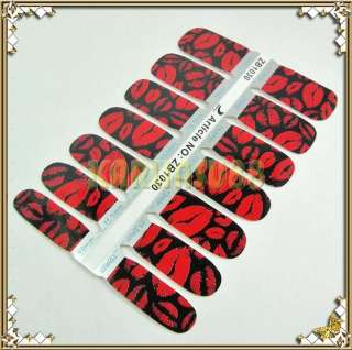 Ultra Thin Nail Art Polish Skin Foil Wrap Sticker BLACK RED LIP PRINT 