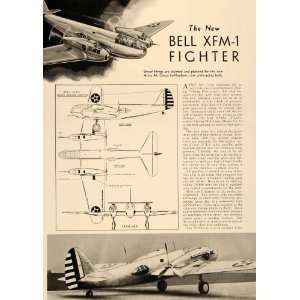  1937 Bell XFM 1 Figter Airplane Military Army Air Corps 
