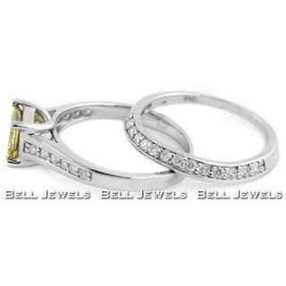 VS1 1.33ct CANARY YELLOW DIAMOND MATCHING ENGAGEMENT & WEDDING RING 