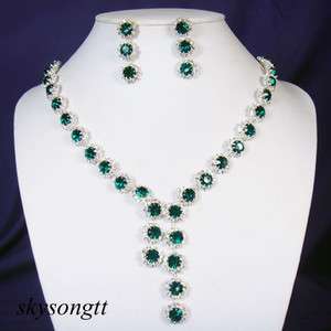 Swarovski Green Crystal Wedding Necklace Set S1493N  