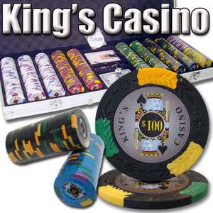 500pc 14g Gram Real Clay Casino Poker Chips Set Kings Casino Design 